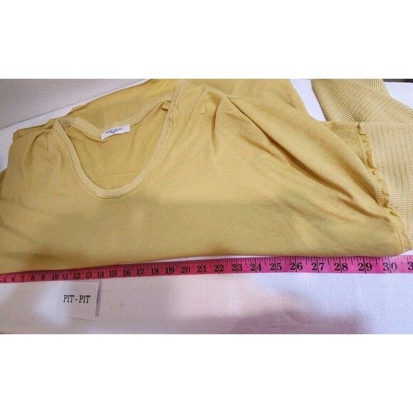 PROJECT SOCIAL T WOMENS LARGE YELLOW SHIRT MUSTARD SCOOP NECK RIBBED THERMAL - Picture 11 of 12